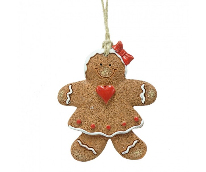 Hnědá vánoční ozdoba Perníček Gingerbread - 7*1*8 cm Clayre & Eef