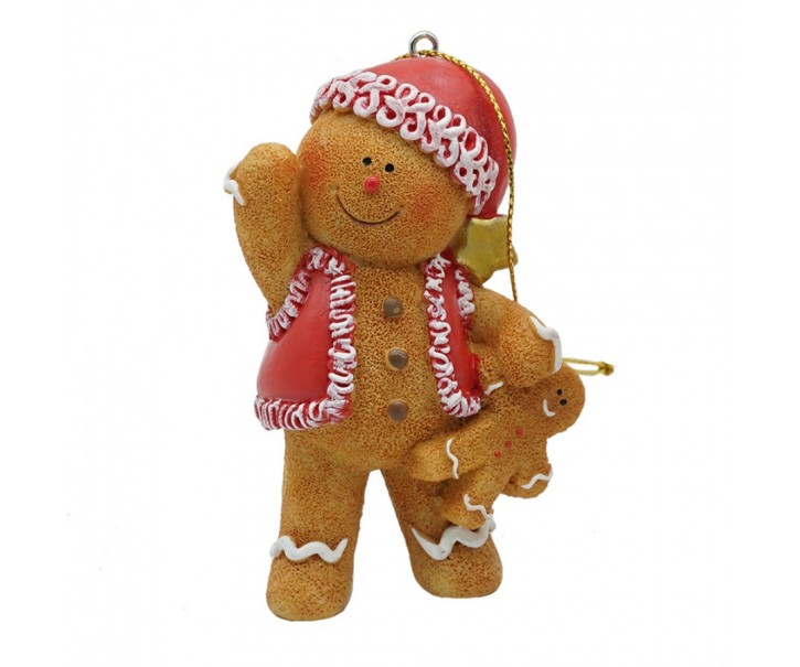 Hnědá vánoční ozdoba Perníček Gingerbread - 6*4*9 cm Clayre & Eef