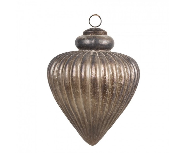 Zlatohnědá vintage skleněná vánoční ozdoba - 13*17 cm Clayre & Eef