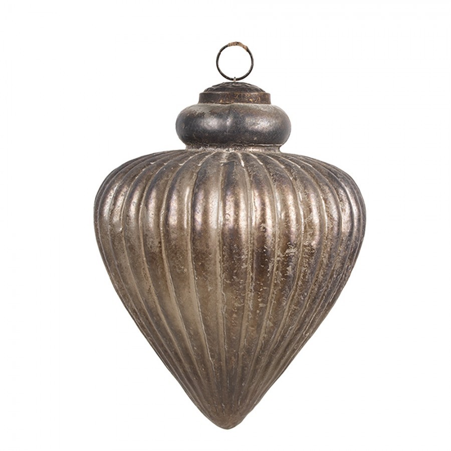 Zlatohnědá vintage skleněná vánoční ozdoba - 13*17 cm