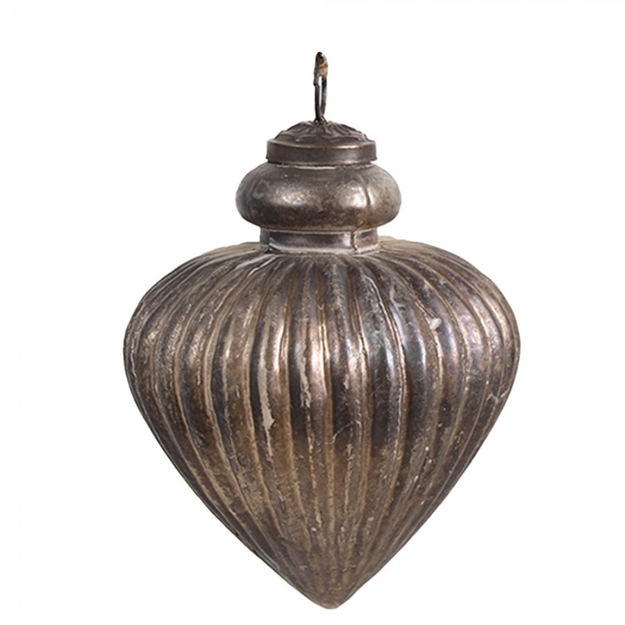 Zlatohnědá vintage skleněná vánoční ozdoba - 10*12 cm