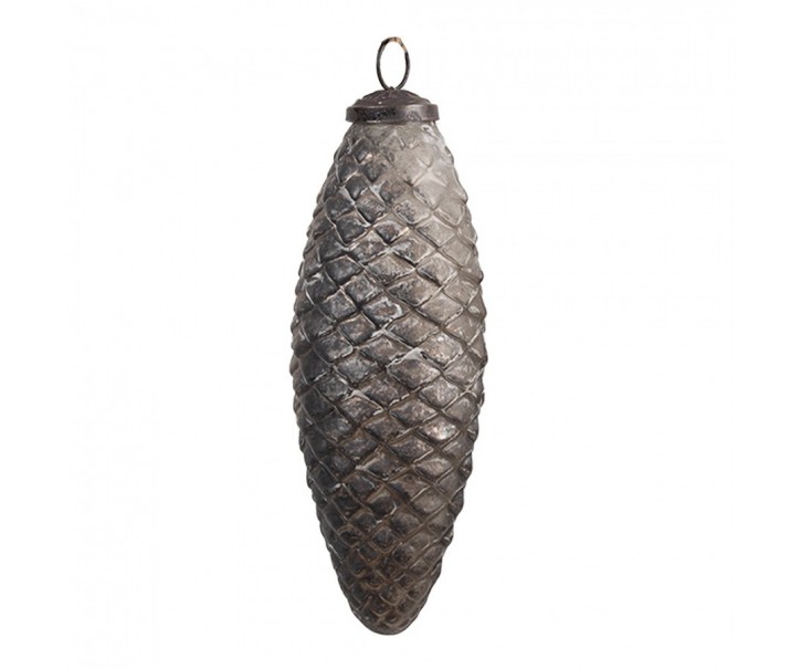 Tmavě stříbrná vánoční ozdoba šiška - 6*16 cm Clayre & Eef