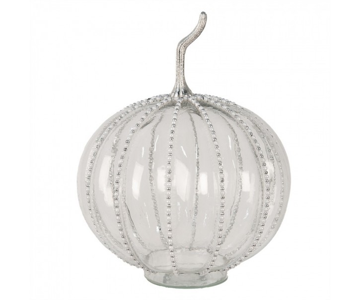 Transparentní skleněná dýně Pumpkin s korálky XL - Ø 25*33 cm Clayre & Eef
