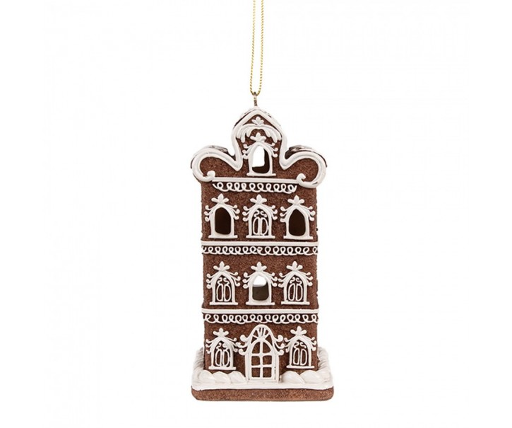 Závěsná svítící ozdoba perníková chaloupka Gingerbread House - 7*6*12/24 cm Clayre & Eef