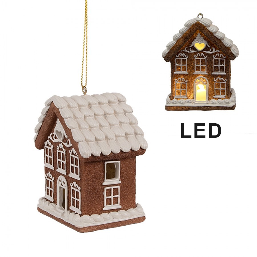 Závěsná svítící ozdoba perníková chaloupka Gingerbread House - 9*6*10/21 cm Clayre & Eef Závěsná svítící ozdoba perníková chaloupka Gingerbread House - 9*6*10/21 cm Clayre & Eef