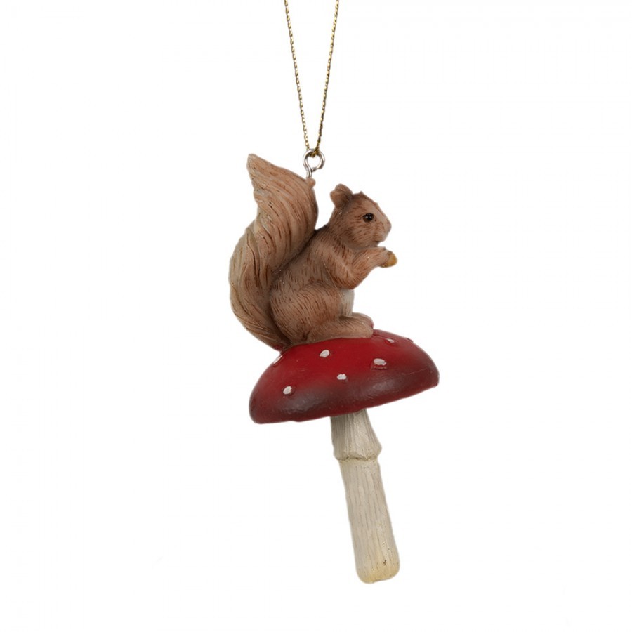 Závěsná dekorace veverka na muchomůrce - 4*4*9 cm Clayre & Eef Závěsná dekorace veverka na muchomůrce - 4*4*9 cm Clayre & Eef