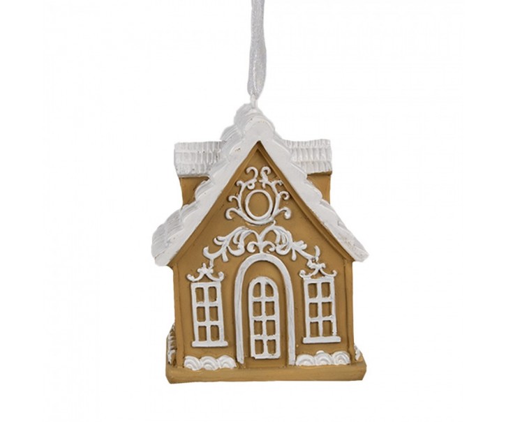 Závěsná vánoční ozdoba perníková chaloupka Gingerbread House - 6*4*7 cm Clayre & Eef