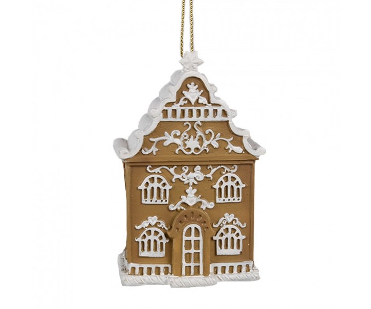 Závěsná vánoční ozdoba perníková chaloupka Gingerbread House - 6*4*9 cm Clayre & Eef