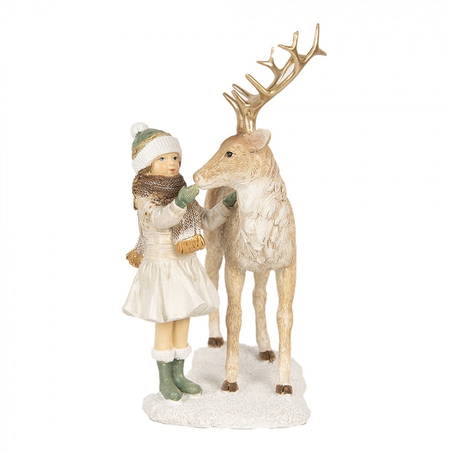 Vánoční dekorace jelen s dívkou - 17*12*22 cm Clayre & Eef Vánoční dekorace jelen s dívkou - 17*12*22 cm Clayre & Eef