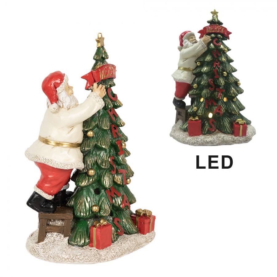Svítící dekorace Santa zdobící stromek Merry Christmas - 15*10*22 cm Clayre & Eef Svítící dekorace Santa zdobící stromek Merry Christmas - 15*10*22 cm Clayre & Eef