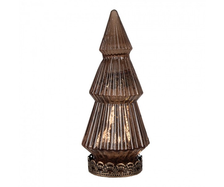 Měděný skleněný dekorační svítící stromek LED Tree - Ø 7*16 cm Clayre & Eef