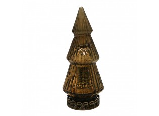 Hnědý skleněný dekorační svítící stromek LED Tree - Ø 7*16 cm 
