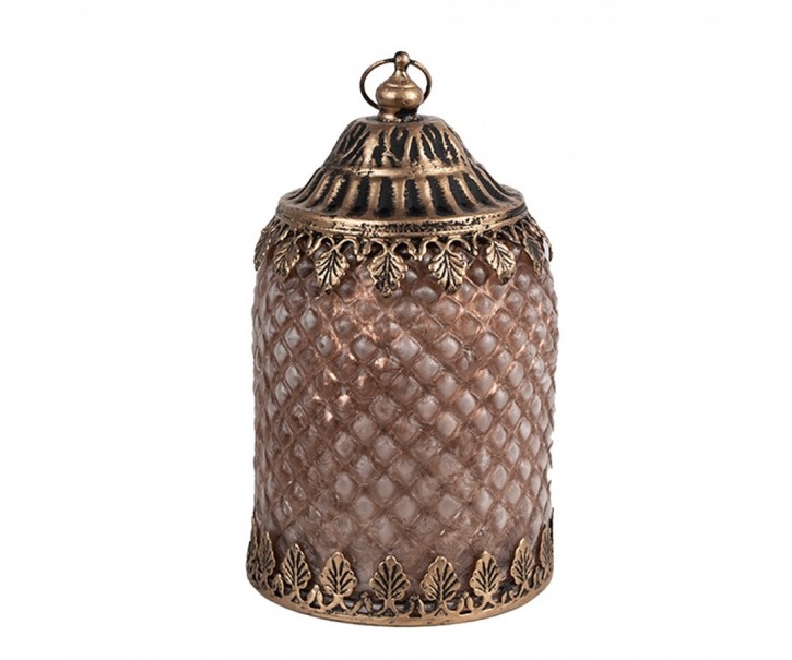 Hnědá skleněná svítící LED lucerna Balli - Ø 10*16 cm Clayre & Eef