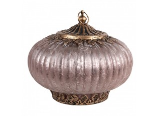 Růžová skleněná svítící LED lucerna Balli - Ø 17*14 cm