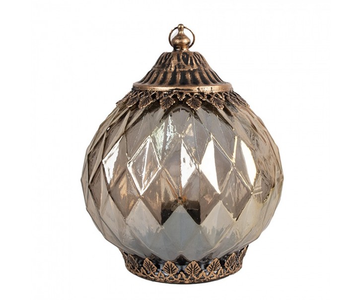 Měděná skleněná svítící LED lucerna Balli - Ø 15*19 cm Clayre & Eef
