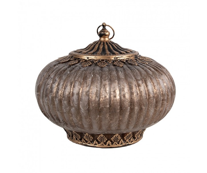 Hnědá skleněná svítící LED lucerna Balli - Ø 17*14 cm Clayre & Eef