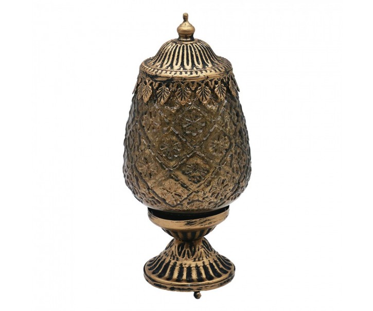 Hnědá skleněná svítící LED lucerna Balli - Ø 8*19 cm Clayre & Eef
