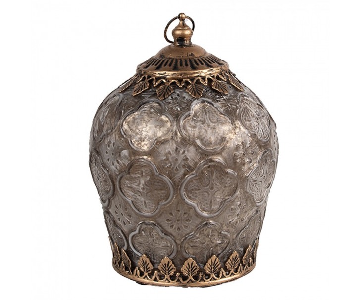 Hnědá skleněná svítící LED lucerna Balli - Ø 13*18 cm Clayre & Eef