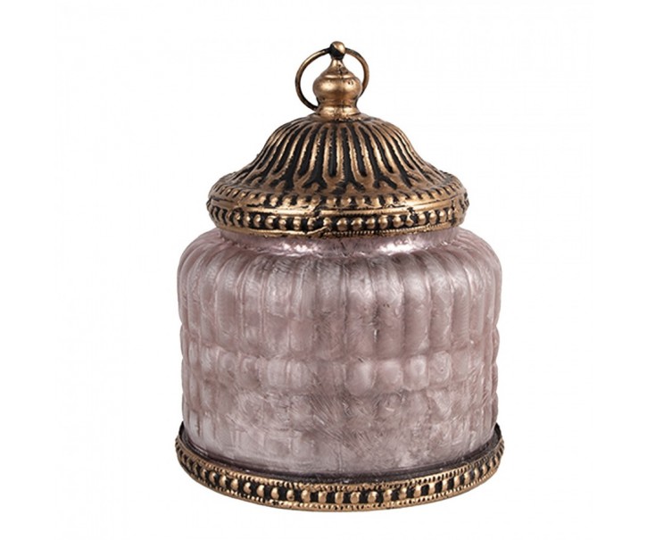 Růžová skleněná svítící LED lucerna Balli - Ø 10*13 cm Clayre & Eef