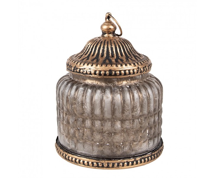 Šedá skleněná svítící LED lucerna Balli - Ø 10*13 cm Clayre & Eef