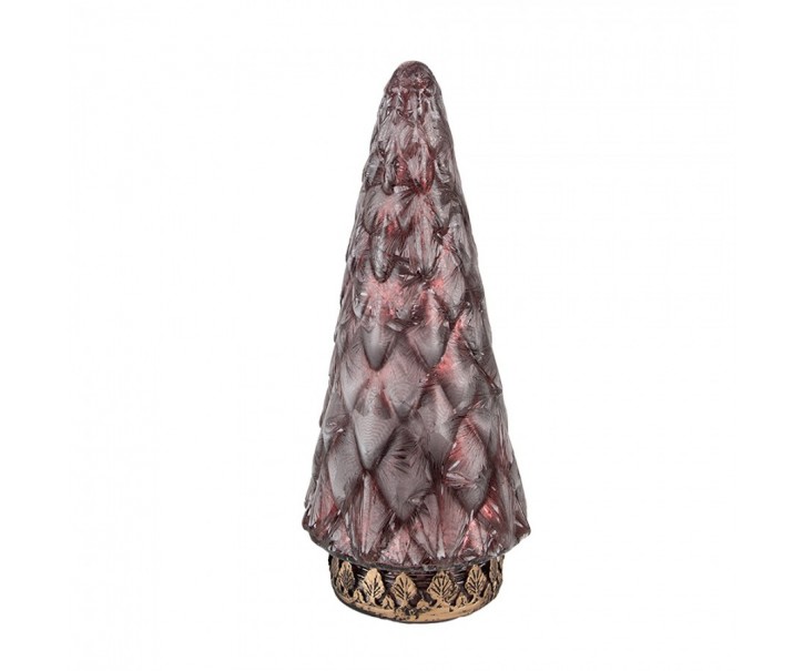 Tmavě červený skleněný dekorační svítící stromek LED Tree - Ø 11*24 cm Clayre & Eef