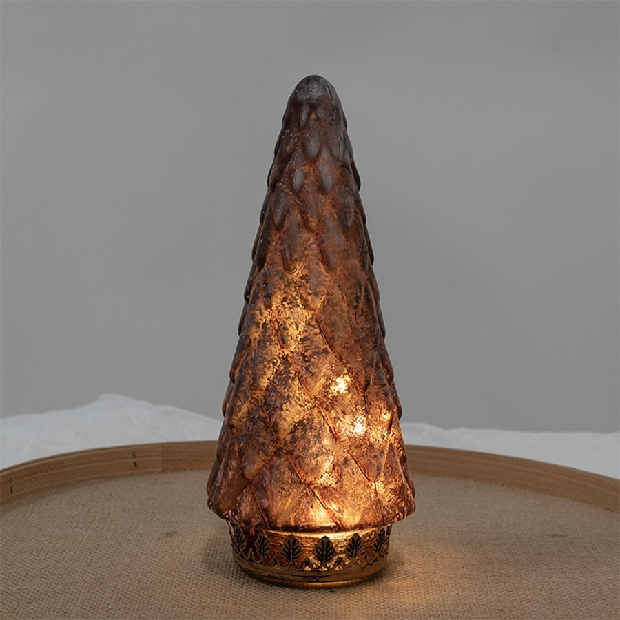 Tmavě červený skleněný dekorační svítící stromek LED Tree - Ø 11*24 cm Clayre & Eef Tmavě červený skleněný dekorační svítící stromek LED Tree - Ø 11*24 cm Clayre & Eef