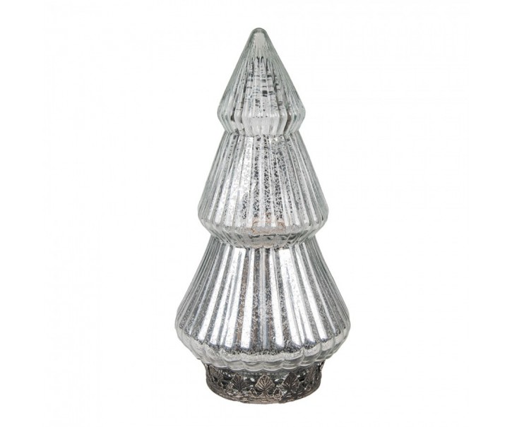 Hnědý skleněný dekorační svítící stromek LED Tree - Ø 8*14 cm Clayre & Eef