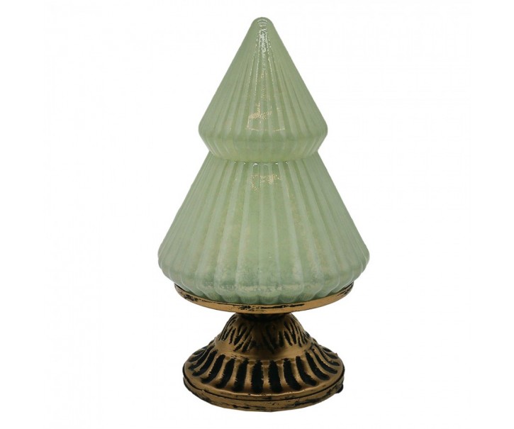 Zelený skleněný dekorační svítící stromek LED Tree - Ø 10*18 cm Clayre & Eef