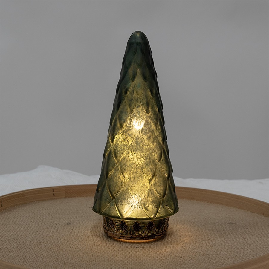 Zelený skleněný dekorační svítící stromek LED Tree - Ø 11*24 cm Clayre & Eef Zelený skleněný dekorační svítící stromek LED Tree - Ø 11*24 cm Clayre & Eef
