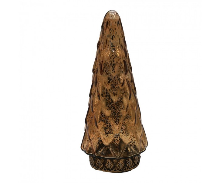 Měděný skleněný dekorační svítící stromek LED Tree - Ø 11*24 cm Clayre & Eef