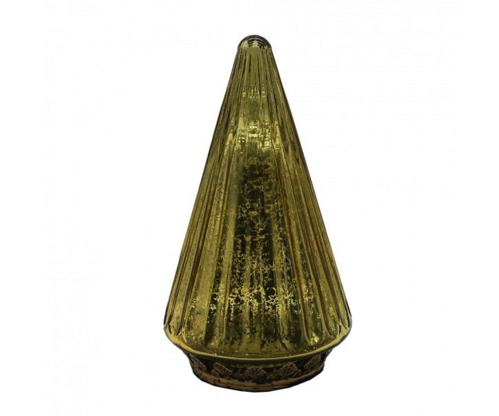 Zlatý skleněný dekorační svítící stromek LED Tree - Ø 11*19 cm Clayre & Eef
