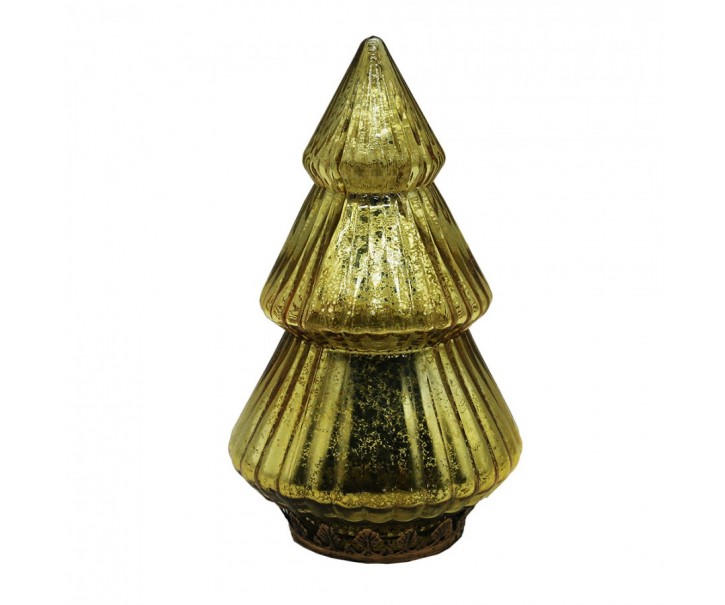 Zlatý skleněný dekorační svítící stromek LED Tree - Ø 13*23 cm Clayre & Eef