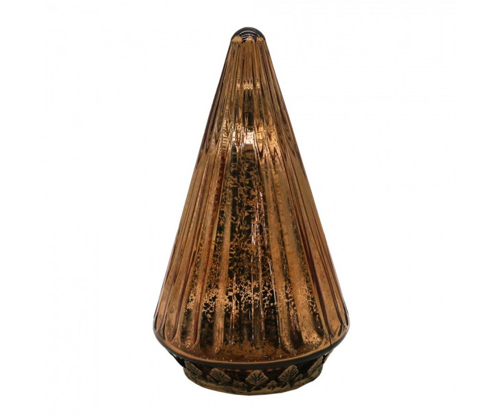 Měděný skleněný dekorační svítící stromek LED Tree - Ø 11*19 cm Clayre & Eef