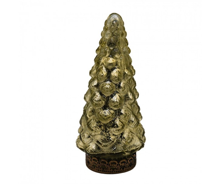 Zlatý skleněný dekorační svítící stromek LED Tree - Ø 8*16 cm Clayre & Eef