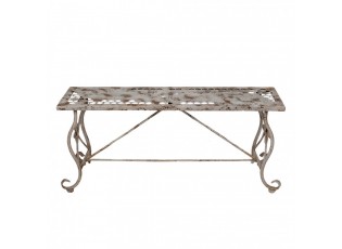 Bílá antik kovová zahradní lavička se včelkou French - 105*35*44 cm