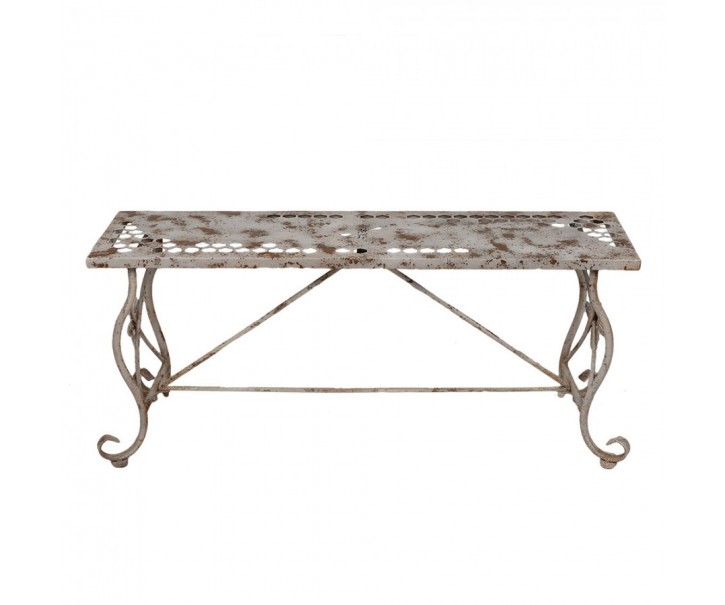 Bílá antik kovová zahradní lavička se včelkou French - 105*35*44 cm Clayre & Eef