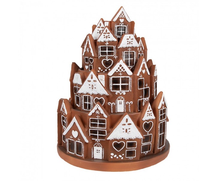 Svítící perníková věž z chaloupek Gingerbread House - Ø 21 * 26 cm/ 3*AAA Clayre & Eef