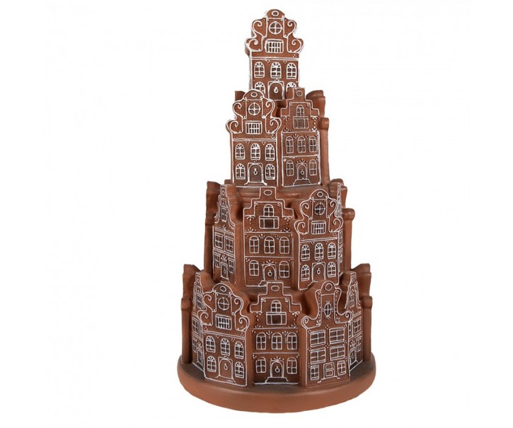 Svítící perníková věž z chaloupek Gingerbread House - Ø 18 * 33 cm/ 3*AAA Clayre & Eef