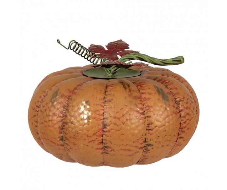 Oranžová kovová dekorace dýně Pumpkin - Ø 31*20 cm Clayre & Eef