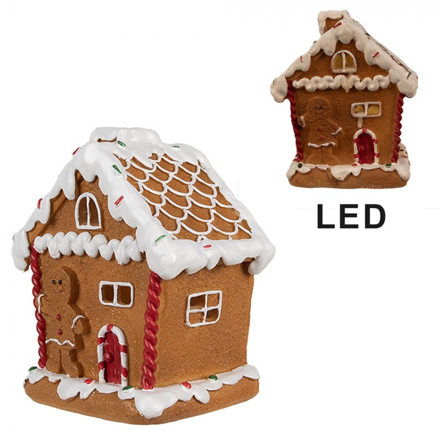 Vánoční perníková chaloupka s Led světýlky Gingerbread House - 11*9*13 cm Clayre & Eef Vánoční perníková chaloupka s Led světýlky Gingerbread House - 11*9*13 cm Clayre & Eef