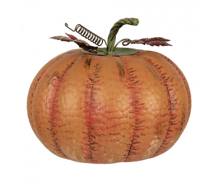 Oranžová kovová dekorace dýně Pumpkin - Ø 34*29 cm Clayre & Eef