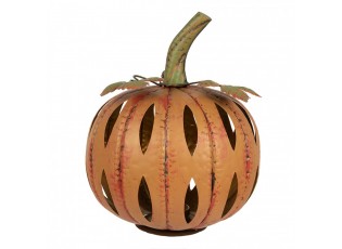 Oranžová kovová dekorace dýně Pumpkin s Led světýlky - Ø 28*34 cm 