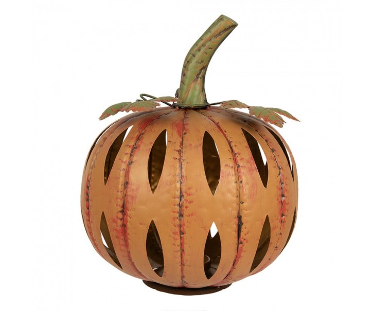 Oranžová kovová dekorace dýně Pumpkin s Led světýlky - 28*34 cm Clayre & Eef