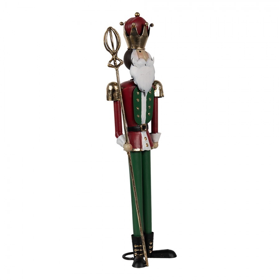 Červeno-zelená antik kovová dekorace socha Louskáček - 11*8*36 cm Clayre & Eef Červeno-zelená antik kovová dekorace socha Louskáček - 11*8*36 cm Clayre & Eef