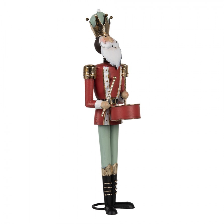 Červeno-zelená antik kovová dekorace socha Louskáček - 12*12*37 cm Clayre & Eef Červeno-zelená antik kovová dekorace socha Louskáček - 12*12*37 cm Clayre & Eef