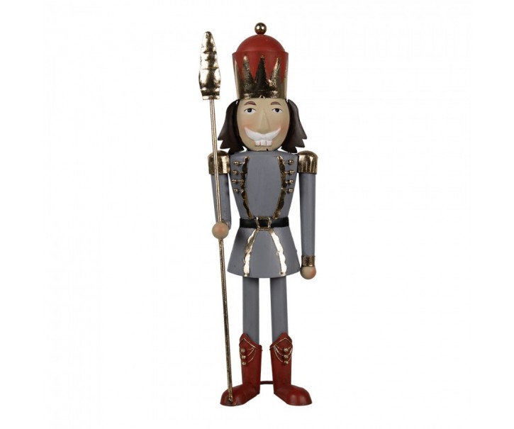 Šedá antik kovová dekorace socha Louskáček - 12*9*36 cm Clayre & Eef