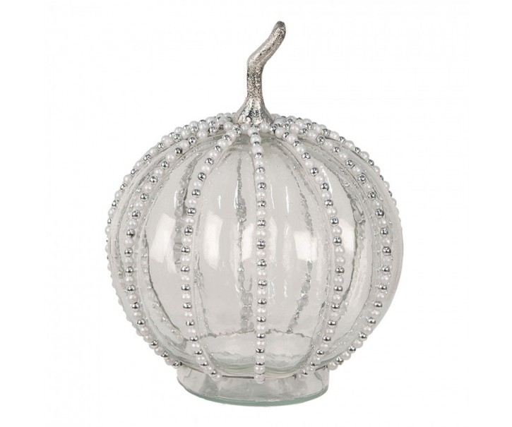 Transparentní skleněná dýně Pumpkin s korálky - 20*27 cm Clayre & Eef
