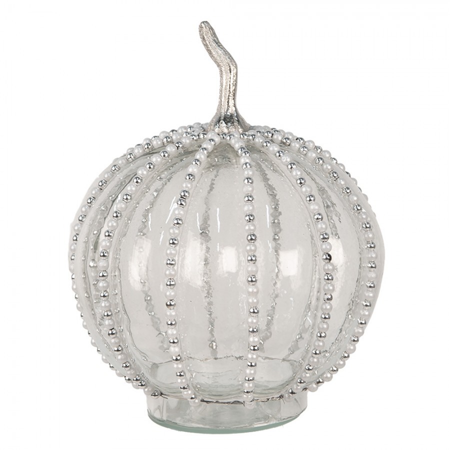 Transparentní skleněná dýně Pumpkin s korálky L - Ø 20*27 cm Clayre & Eef Transparentní skleněná dýně Pumpkin s korálky L - Ø 20*27 cm Clayre & Eef
