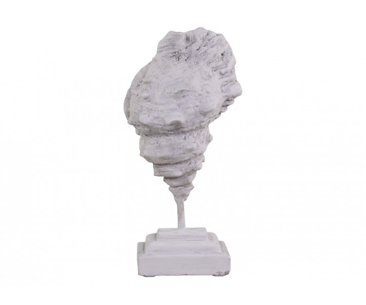 Šedá cementová dekorace mušle na podstavci - 10*5*20 cm Chic Antique
