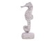 Šedá cementová dekorace mořský koník na podstavci - 8*6*17 cm Chic Antique